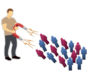 remodeling contractor holding magnet attracting inactive customers.