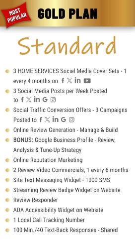 Gold standard plan features for Home Service Companies.