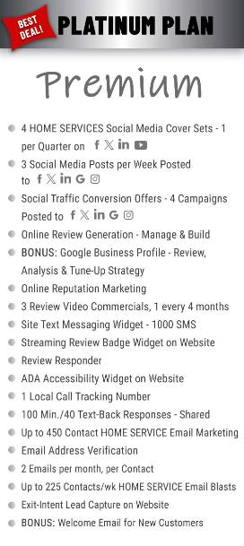 Platinum premium plan features for Home Service Companies.