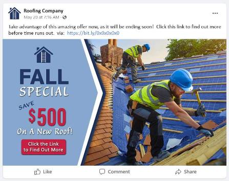 social offer post, $50 off any home service