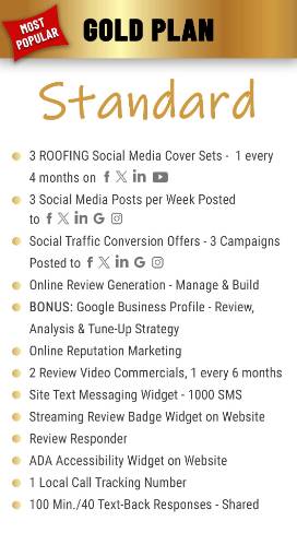 Gold standard plan features for Roofing Companies.