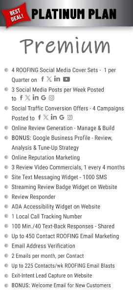 Platinum premium plan features for Roofing Companies.